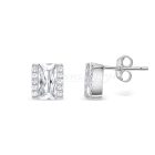Ródiumozott 925 ezüst fülbevaló, fehér cirkónia kövekkel