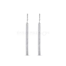   Ródiumozott, lógós 925 ezüst fülbevaló, fehér cirkónia kövekkel