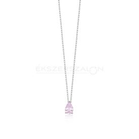   Ródiumozott 925 ezüst nyaklánc, rózsaszín csepp alakú  cirkónia köves medállal