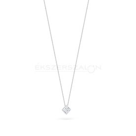   Ródiumozott 925 ezüst nyaklánc, fehér cirkónia köves kocka medállal