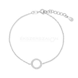   Ródiumozott 925 ezüst karkötő, fehér cirkónia kövekkel kirakott karikával