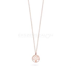   14 K rose gold arannyal bevont 925 ezüst nyaklánc, életfa medállal