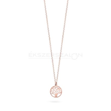 14 K rose gold arannyal bevont 925 ezüst nyaklánc, életfa medállal