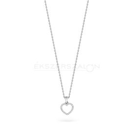   Ródiumozott 925 Ezüst nyaklánc fehér cirkónia köves szív medállal