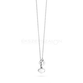 Ródiumozott 925 ezüst  Y nyaklánc, szív medállal