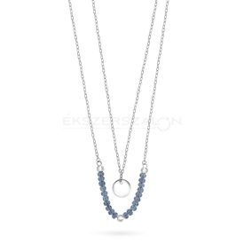   Ródiumozott 925 ezüst nyaklánc, sötétkék szintetikus köves medál résszel