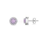 Ródiumozott 925 ezüst fülbevaló, fehér és rózsaszín cirkónia kövekkel