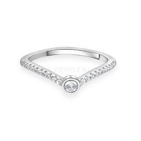   Ródiumozott, Viktória típusú  925 ezüst gyűrű, fehér cirkónia kövekkel, közepén egy nagy kővel