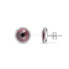Ródiumozott 925 ezüst fülbevaló, fehér és bordó swarovski kristályokkal