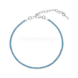   Ródiumozott 925 ezüst tenisz karkötő, világoskék cirkónia kövekkel