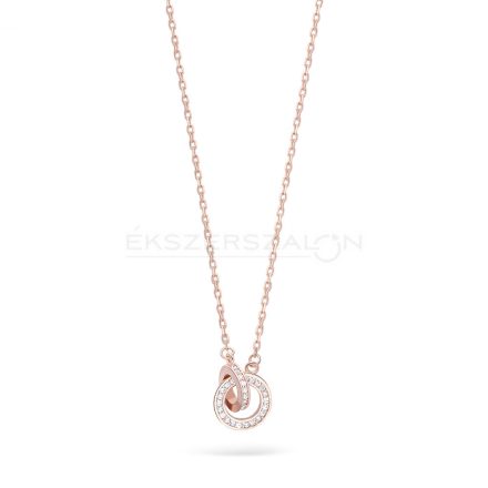 14 K rose gold arannyal bevont 925 ezüst nyaklánc, fehér cirkónia köves medállal