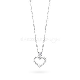   Ródiumozott 925 ezüst nyaklánc, fehér cirkónia köves szíves medállal