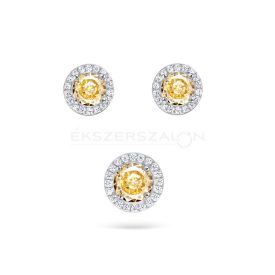   Ródiumozott 925 ezüst szett, fehér és halvány sárga cirkónia kövekkel