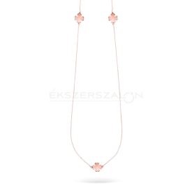   14 K rose gold arannyal bevont 925 ezüst nyaklánc, négylevelű lóherés részekkel 