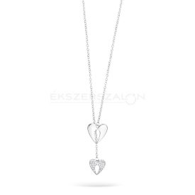   Ródiumozott 925 ezüst  Y nyaklánc, fehér cirkónia köves szív medállal