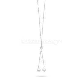   Ródiumozott 925 ezüst nyaklánc, tenyésztett gyöngy medál résszel