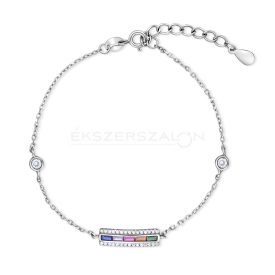   Ródiumozott 925 ezüst karkötő, színes cirkónia kövekkel