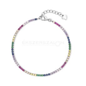   Ródiumozott 925 ezüst tenisz karkötő, multicolor cirkónia kövekkel