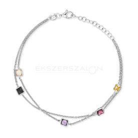   Ródiumozott 925 ezüst karkötő, színes cirkónia kövekkel