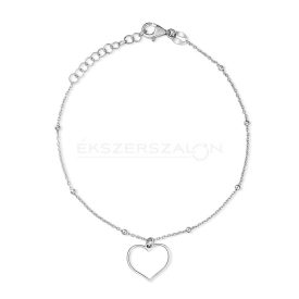   Ródiumozott 925 ezüst karkötő, fehér cirkónia kövekkel, szív díszítéssel