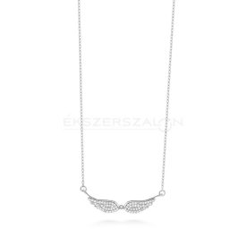   Ródiumozott 925 ezüst nyaklánc, fehér cirkónia köves angyalszárny medállal