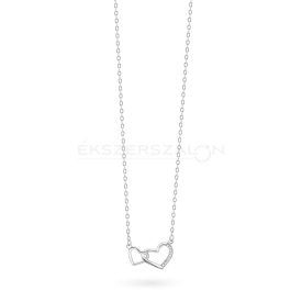   Ródiumozott 925 ezüst nyaklánc, fehér cirkónia köves szív medállal