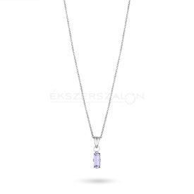   Ródiumozott 925 ezüst nyaklánc, halvány lila cirkónia  köves medállal