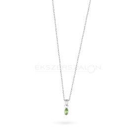   Ródiumozott 925 ezüst nyaklánc, világoszöld cirkónia köves medállal