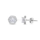 Ródiumozott 925 ezüst fülbevaló, fehér cirkónia kövekkel