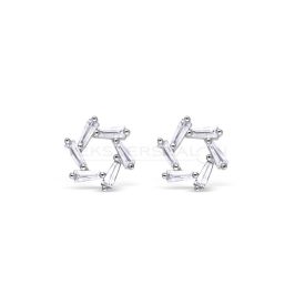   Ródiumozott 925 ezüst fülbevaló, fehér bagett cirkónia kövekkel