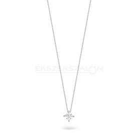   Ródiumozott 925 ezüst nyaklánc, fehér cirkónia  köves medállal