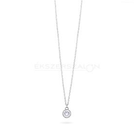   Ródiumozott 925 ezüst nyaklánc, fehér cirkónia köves medállal