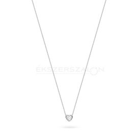   Ródiumozott 925 ezüst nyaklánc, fehér cirkónia  köves szív medállal